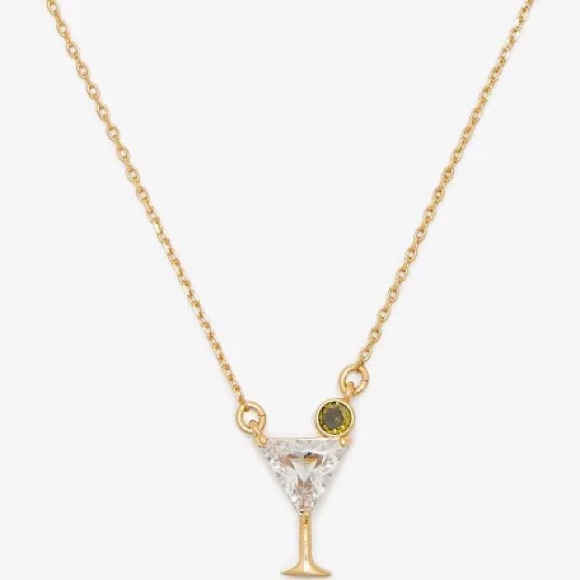 Authentic New With Card Kate Spade Gold-Tone Martini Pendant Necklace